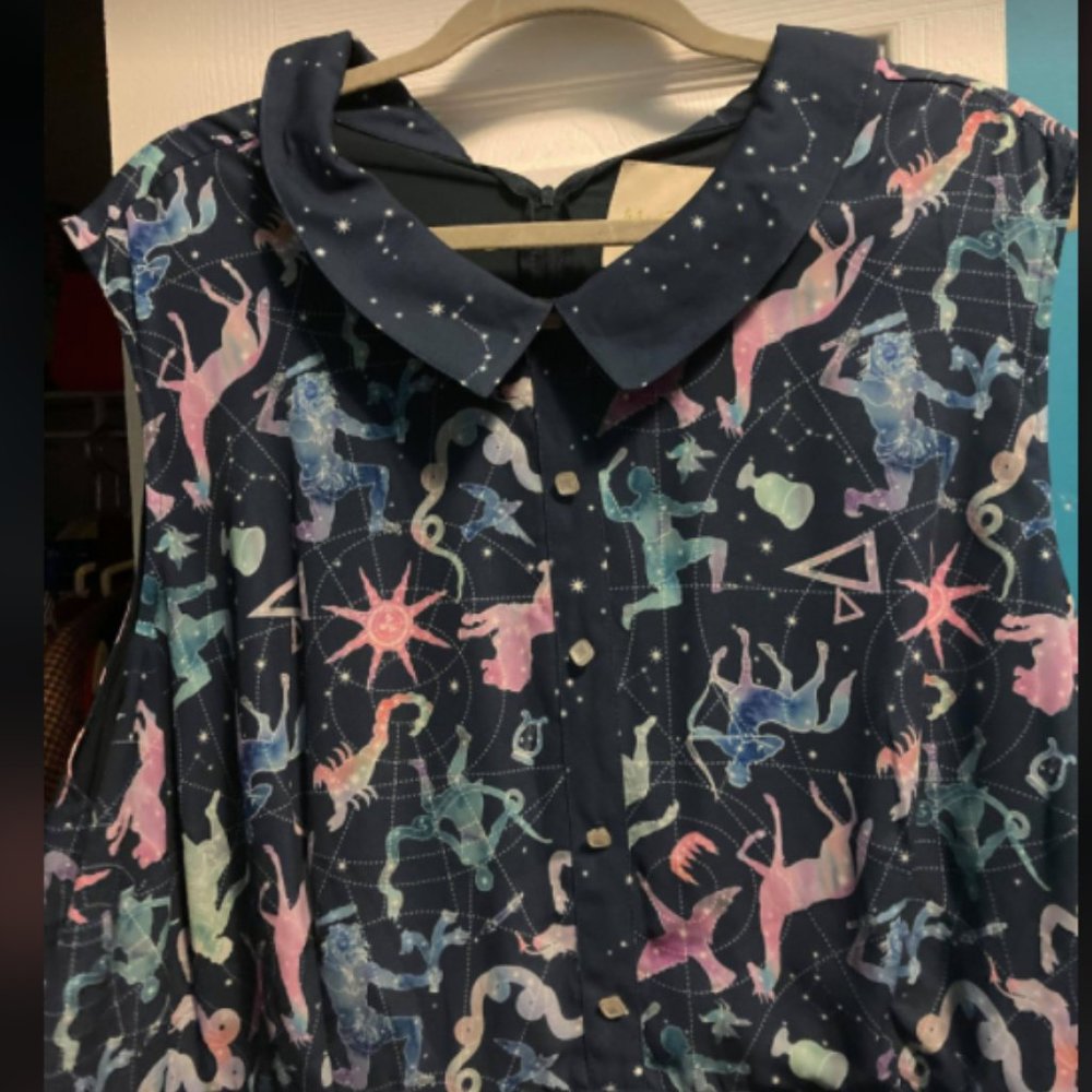 Modcloth Women's Dress 4X Blue Zodiac